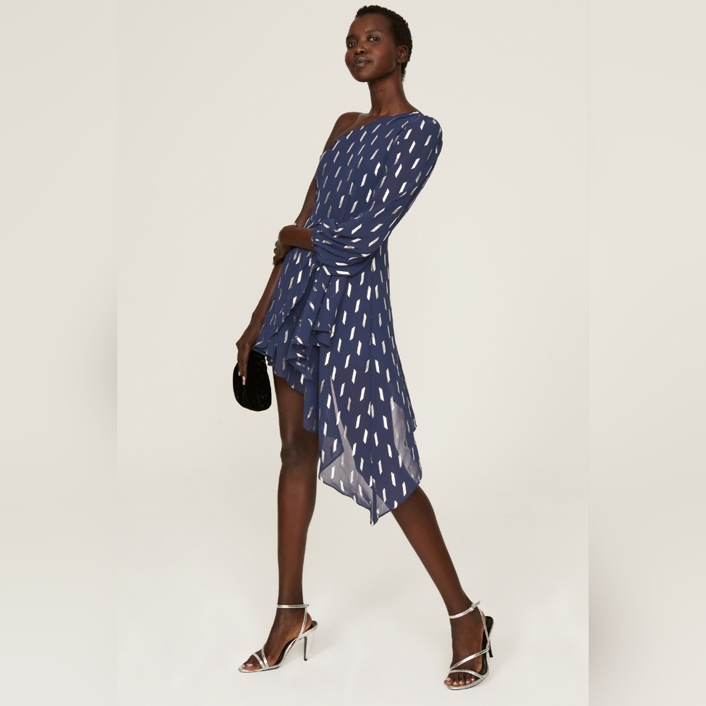 NWT Yumi Kim Ellie Dress - Navy Blue and Silver - Size Small